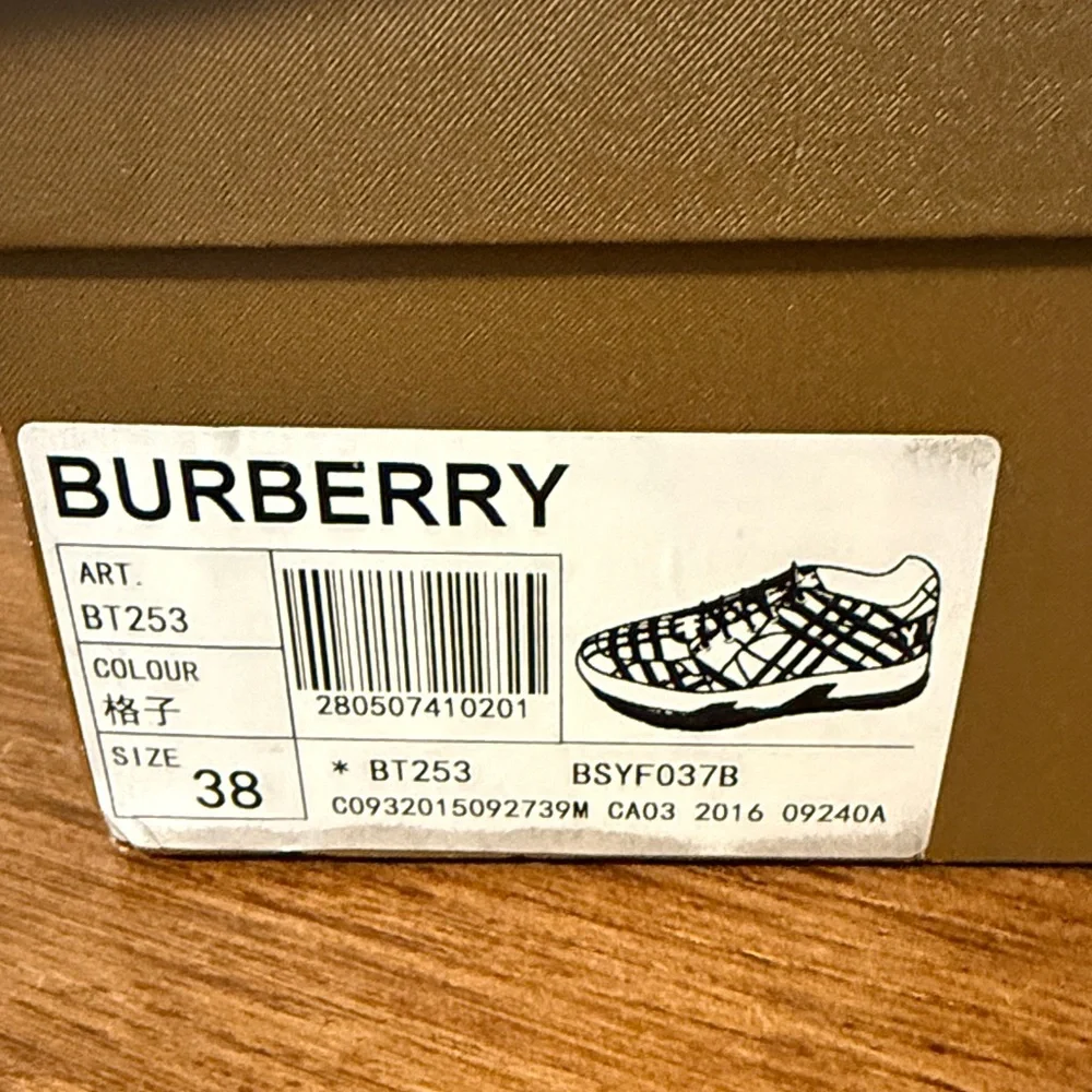 Burberry Beige and Black Check Sneakers - Picture 2 of 8